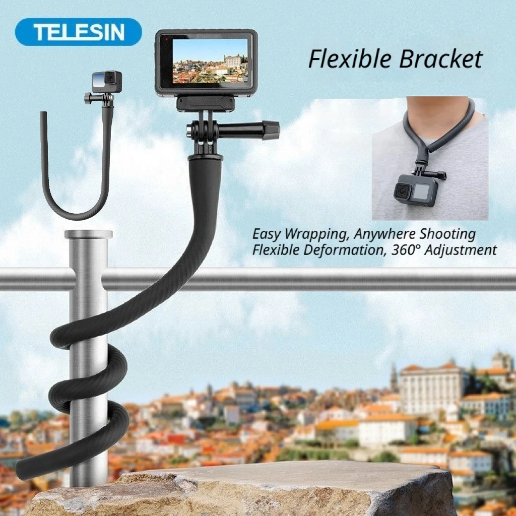 

TELESIN Flexible Mount Clamp Phone Stand Stick Pole for GoPro/Insta360/DJI Tripod Stabilizer Neck Holder camera Accessories