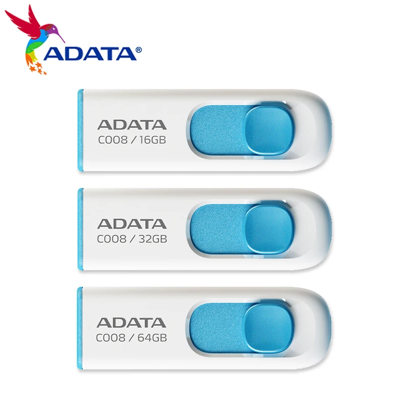 ADATA USB 2.0 USB Flash Drive 16GB USB Flash Drive 8GB High Speed USB Disk Pen Drive 64GB C008 32GB Capless Sliding For Computer