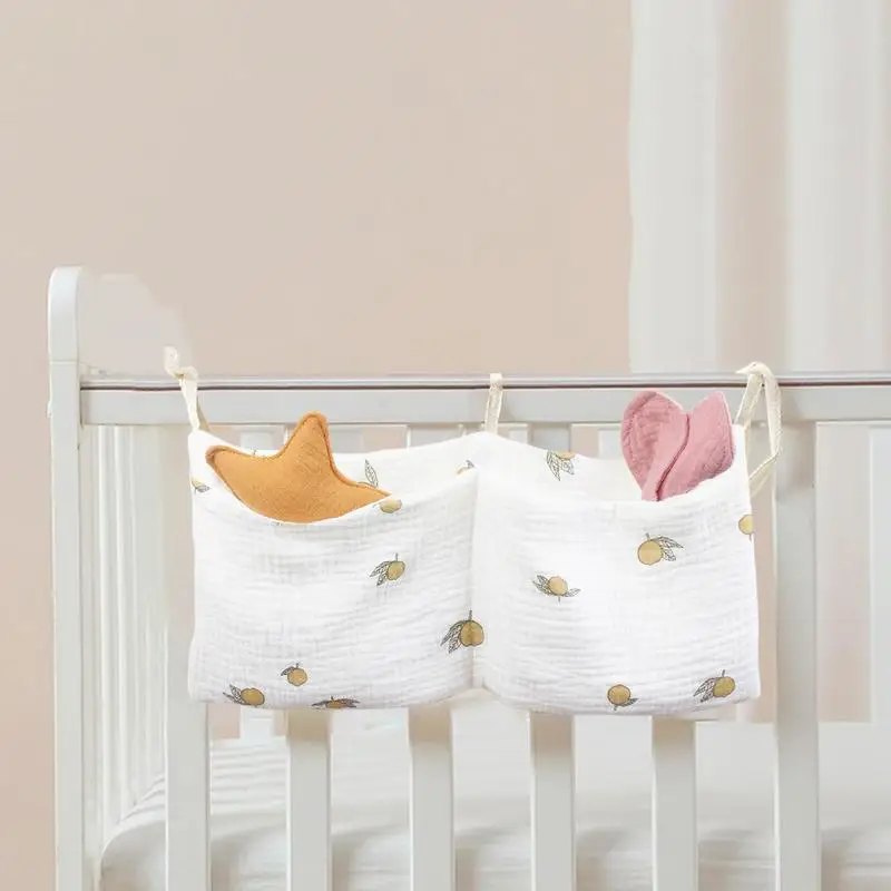 Portable Baby Crib Storage Bag Multi-functional New Born Bed Headboard Organizer With Double Pockets For Kids Bedding Diaper Bag