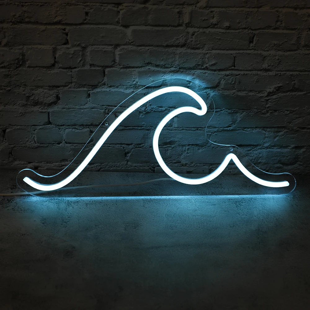 Wave Neon Led Sign Bedroom Living Room Bar Dorm Wall Decor Ocean Night Light Christmas Gift Wedding Party Birthday Decoration