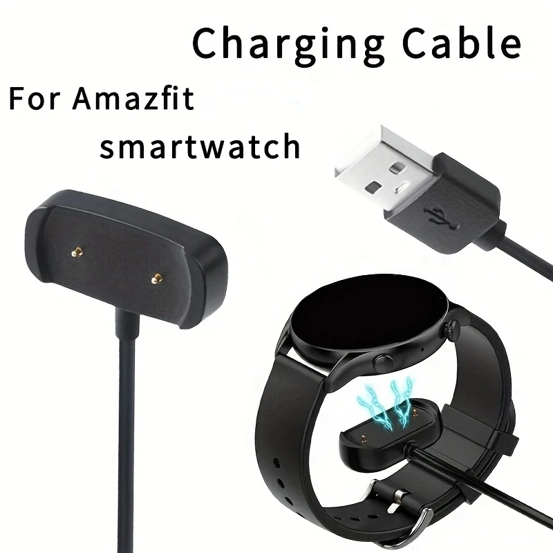 Cabo de carregamento para smartwatch Amazfit - Compatível com T-Rex Pro, GTR 2/2e, GTS 2/4 Mini, Bip 5/3 Pro, Pop/Pop Pro