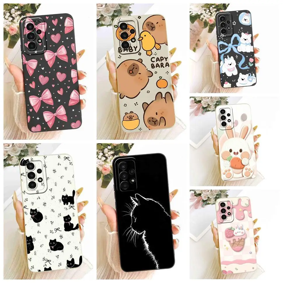For Samsung Galaxy A72 4G Case A725F Cartoon Animals Silicone Matte Back Cover For Samsung a72 A72 5G 6.7"Shockproof Phone Cases