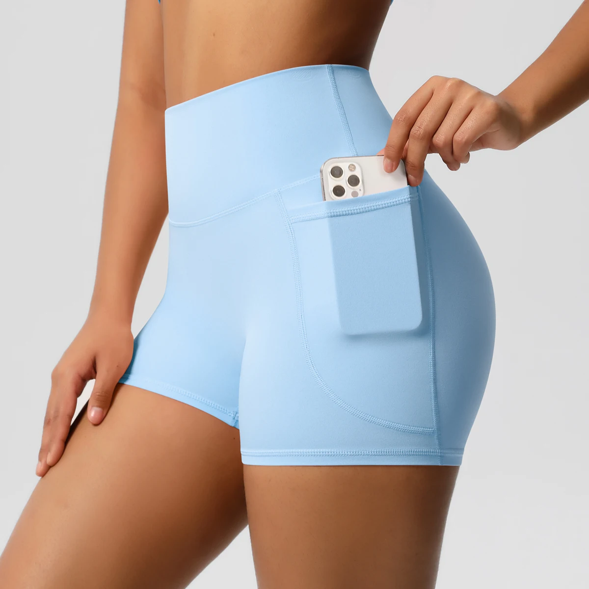 Damen-Sportshorts mit Taschen, Yoga-Leggings-Shorts, Squat-Proof, Hohe Taille, Fitness-Tights, Schnelltrocknend, für Radfahren, Workout und Gym – Detail 39