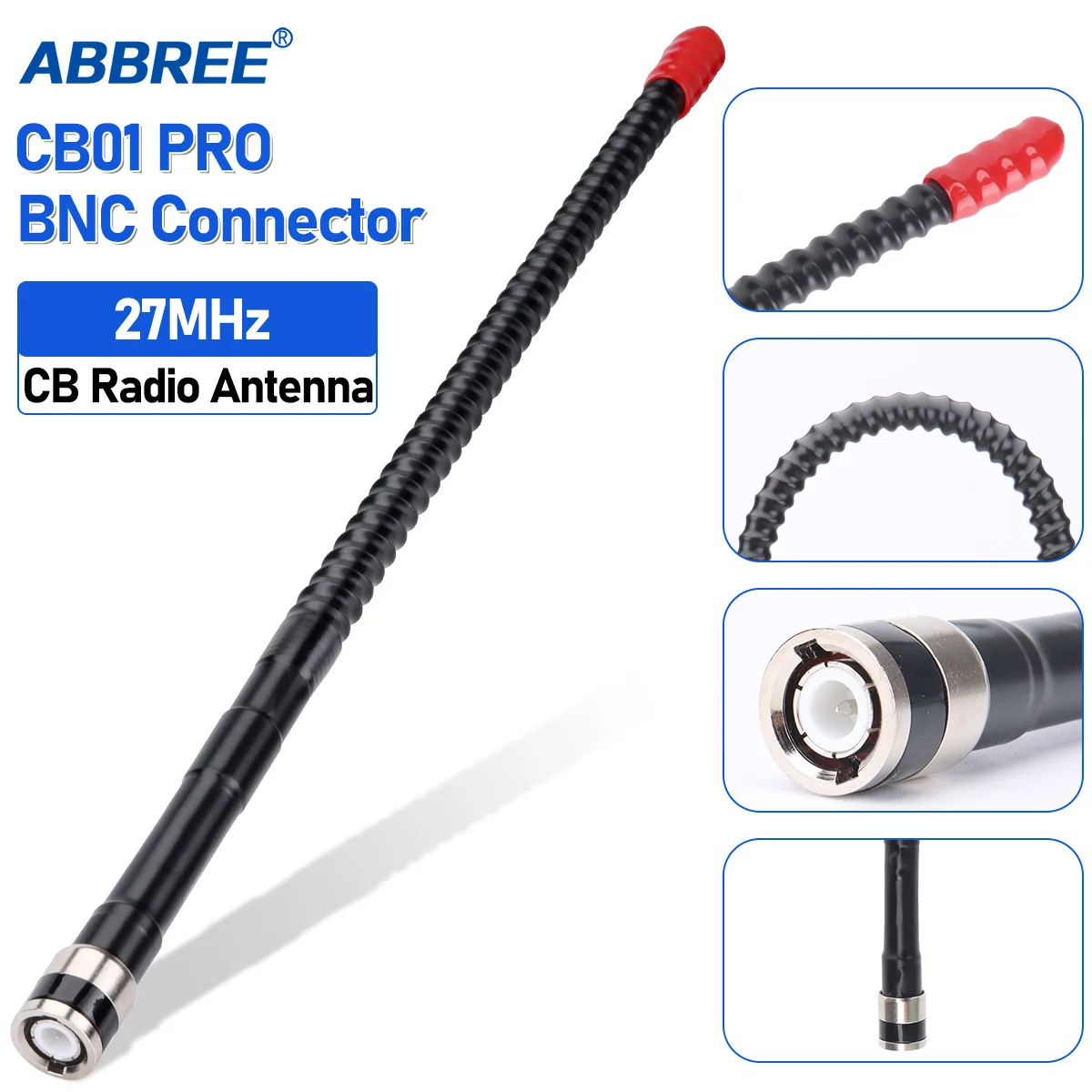 ABBREE CB Radio Antenne 27Mhz SMA-Vrouwelijke BNC Zweep High Gain Antenne voor Quansheng TK11 UV-98 PLUS RT-860 RT-880 Walkie Talkie