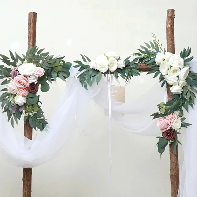 2pcs Artificial Wedding Flower Garland Arch Decoration Hang Corner Floral Backdrop Wall Arrange Ceremony Christmas Autumn Props