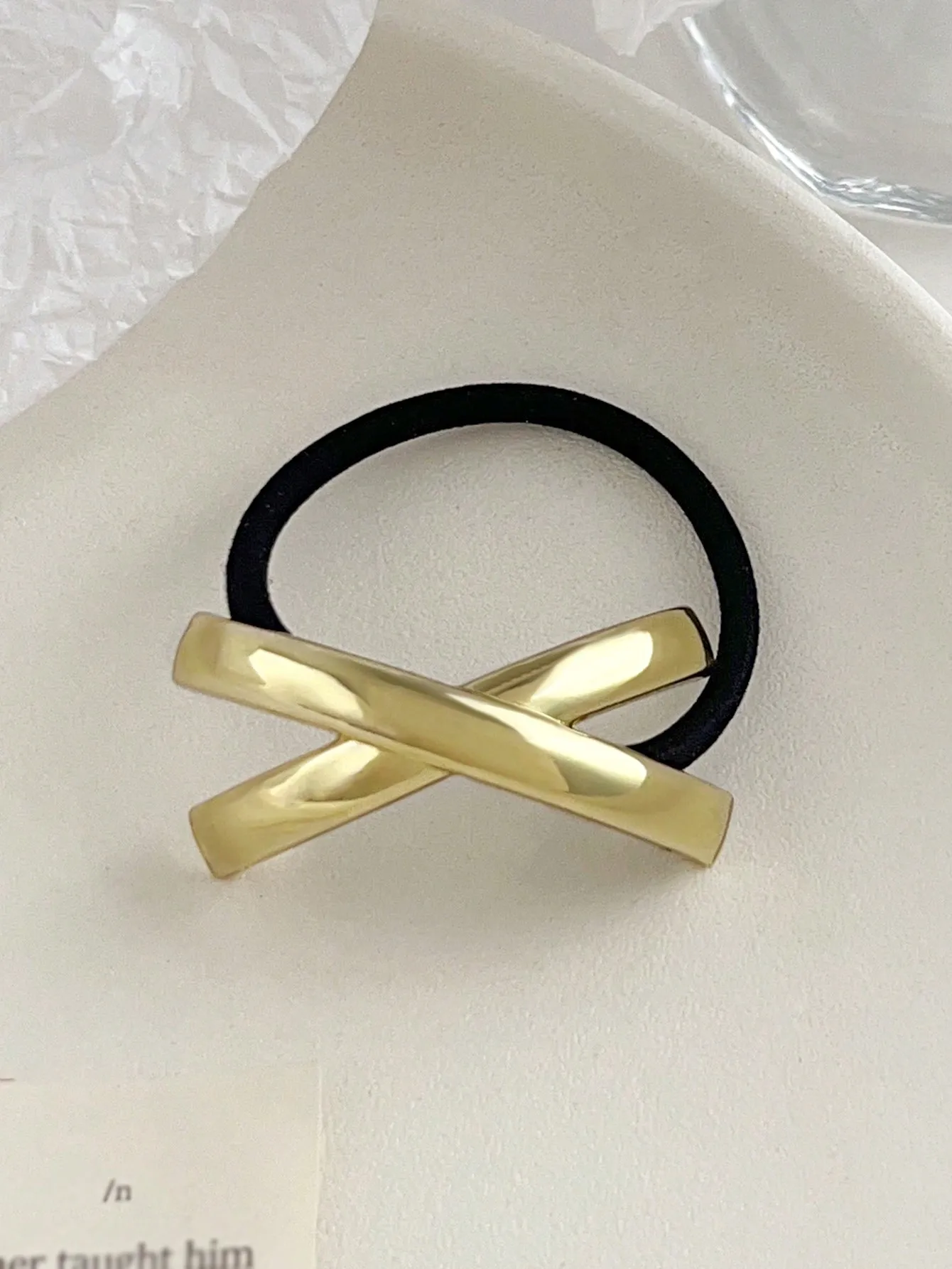 1Pcs Gold Metal Geometric Elastic Hair Ties,Ponytail Hair Cuff Wrap for Thick Thin Hair Elastic for Women Girls Hair Accessories