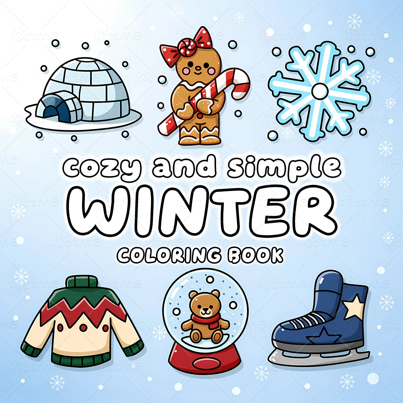 

Cozy and Simple WINTER for Adults Featuring Cartoon Bold-easy Patterns for Relaxation Kids DIY Painting Drawing Colouring Book