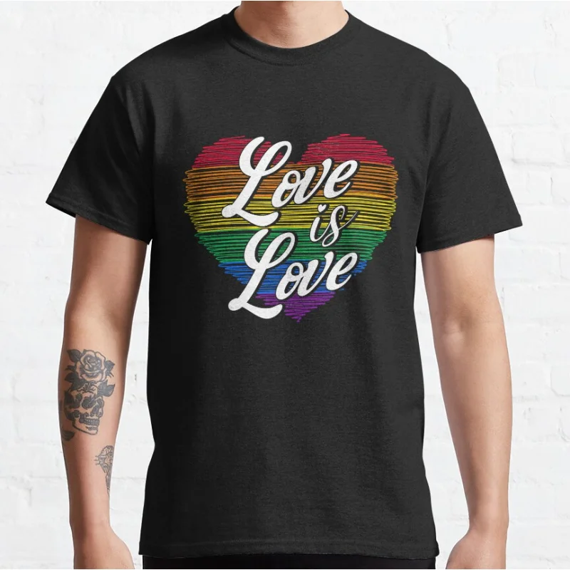 

Love is Love lgbtq pride month gift clothing Short-sleeve crewneck T-shirt for men large size Adult Tops S-6xl