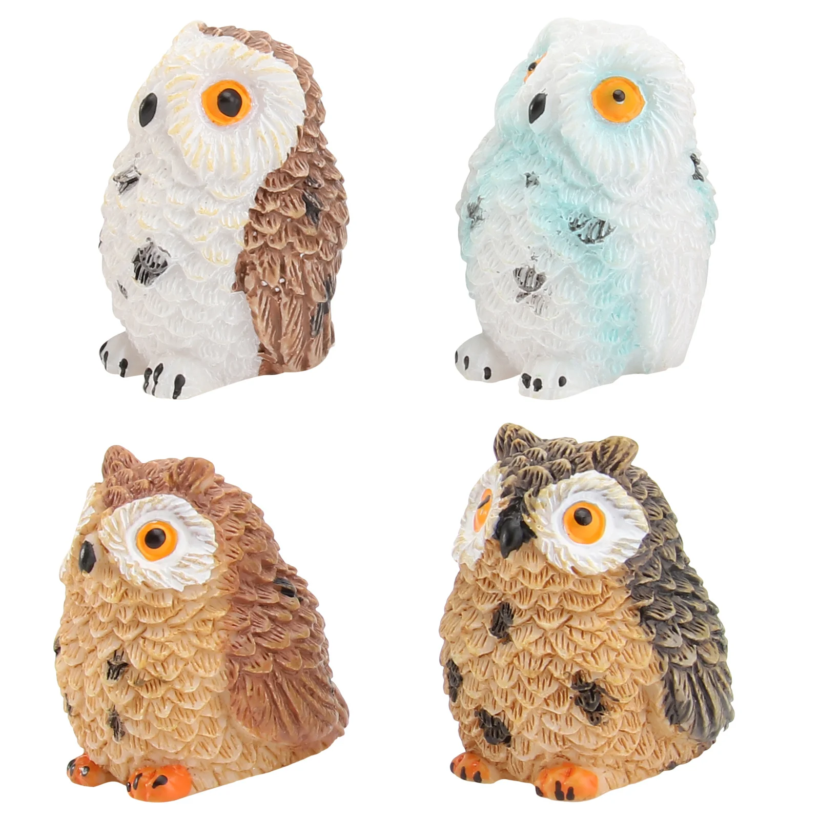 

4Pcs Resin Owl Adornment Barefooted Vivid Design Creative Home Desktop Decoration Supplies Attractive Owl Decor