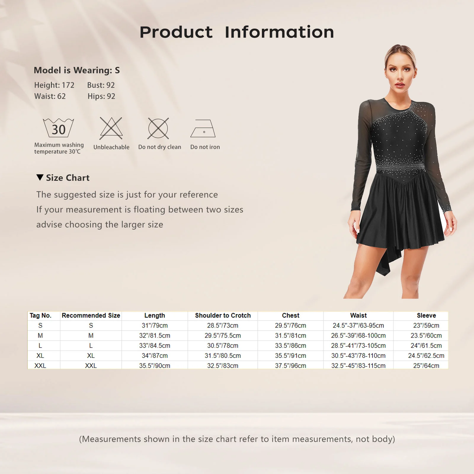 Lyrical Dance Dresses for Womens Glittery Rhinestones Contrast Color Sheer Mesh Patchwork Long Sleeve Dress Figure Skating Wear