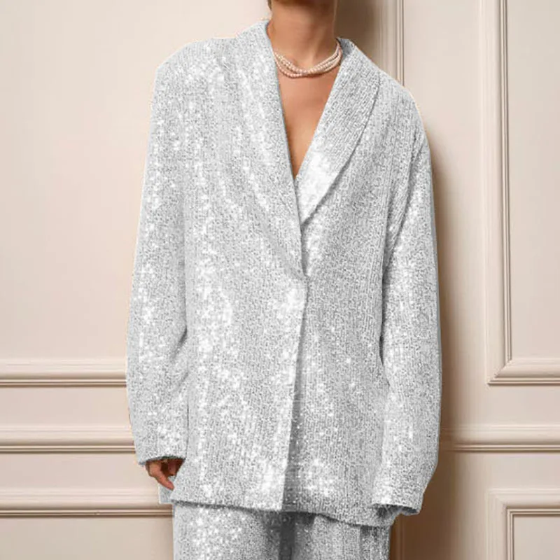 Sequin Suits for Women Sparkly Ladies Party Women Suit 2 Pieces Festival Fashion Dressy Outfits