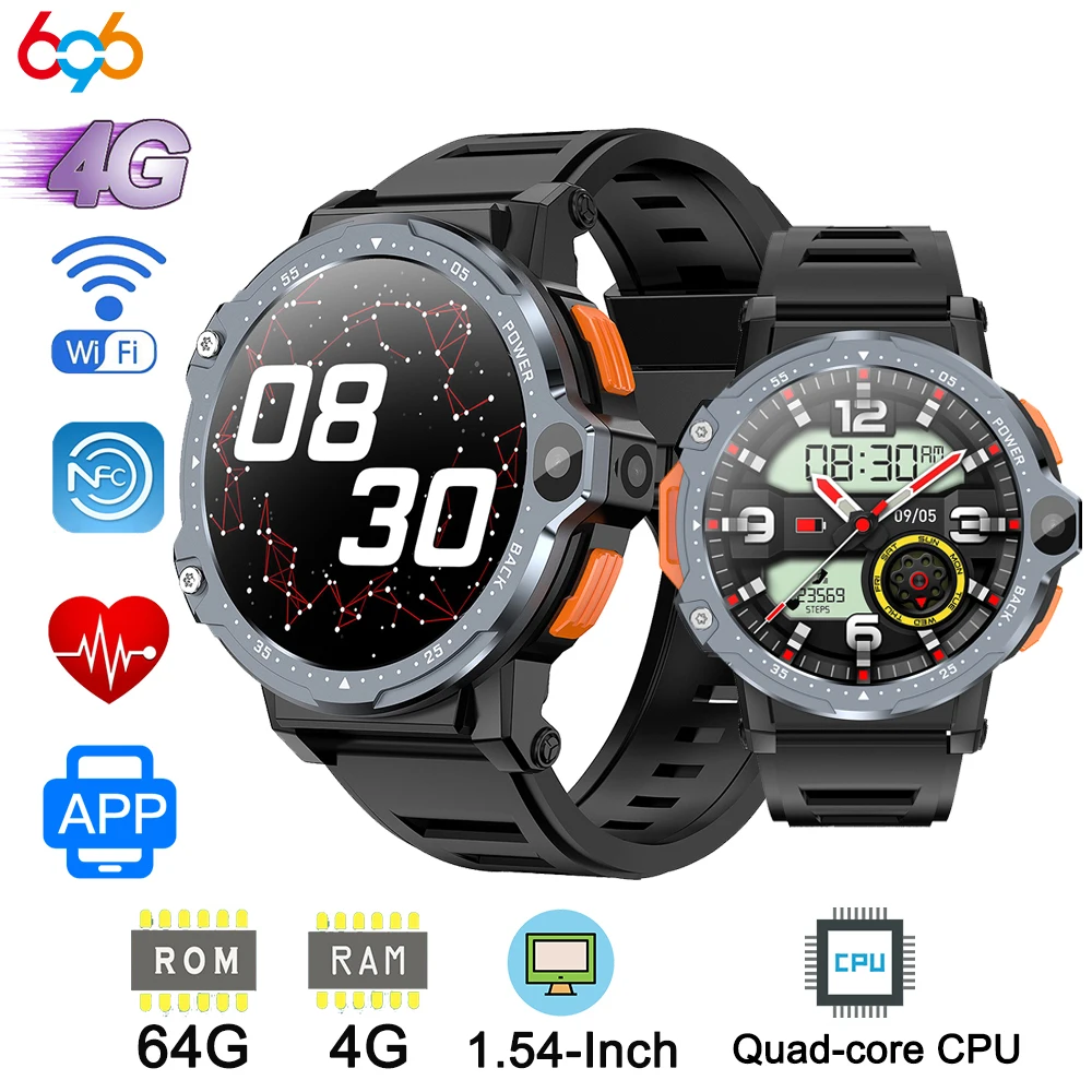 

New 4GB RAM 64GB ROM Men 4G Smart Watch 800mAh Battery Dual Camera Video Call GPS WiFi Sports Fitness SIM Card 2023 Smartwatch