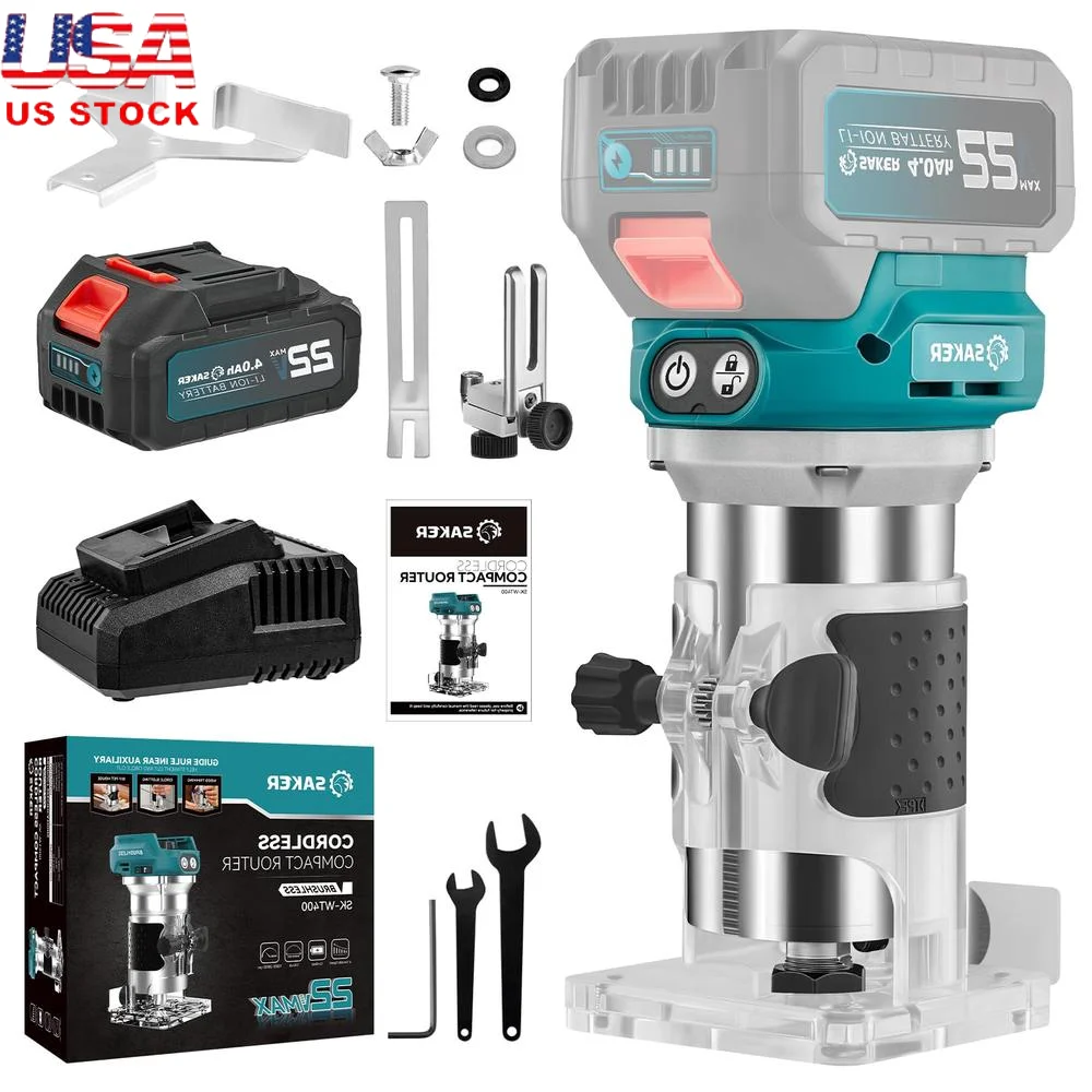 Compact Brushless Router Tool Lithium-Ion Motor Woodworking Edge Trimming Kit Cordless Professional Router Tool with Variable