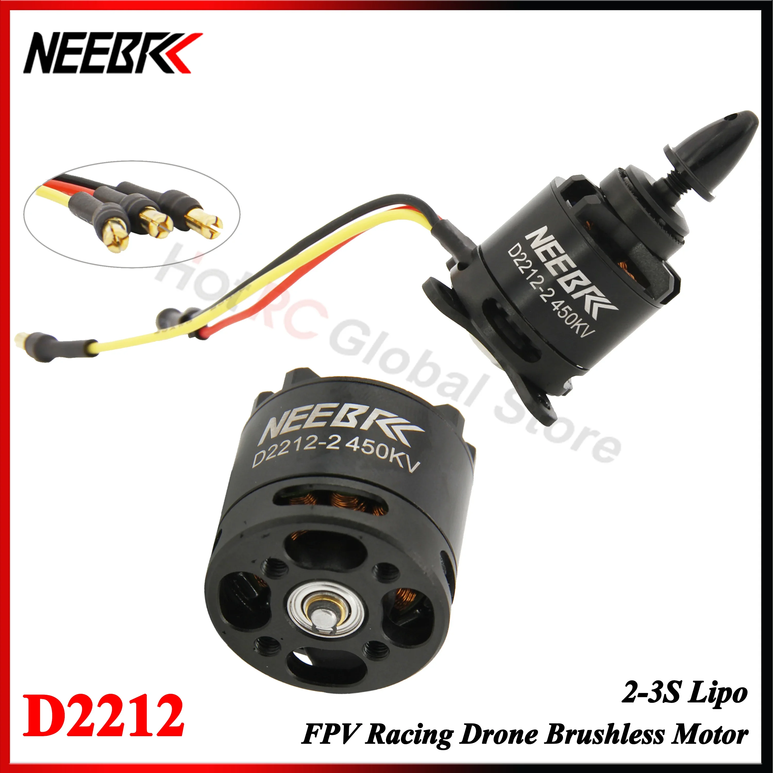 

NEEBRC 4PCS D2212 2450KV Brushless Motor 2-3S for FPV Racing Drone RC Plane Fixed-Wing Multicopter Airplane 6040 Propeller