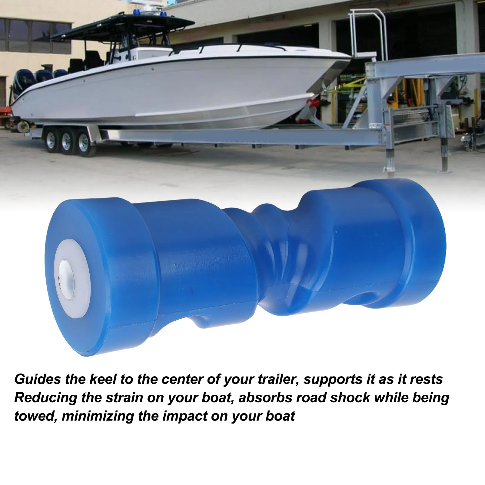 8inch Self Centering Keel Roller Bow Stop Heavy Duty PU Trailer Roller Bow Stop 0.67in Center Aperture for Boat Trailer Yacht