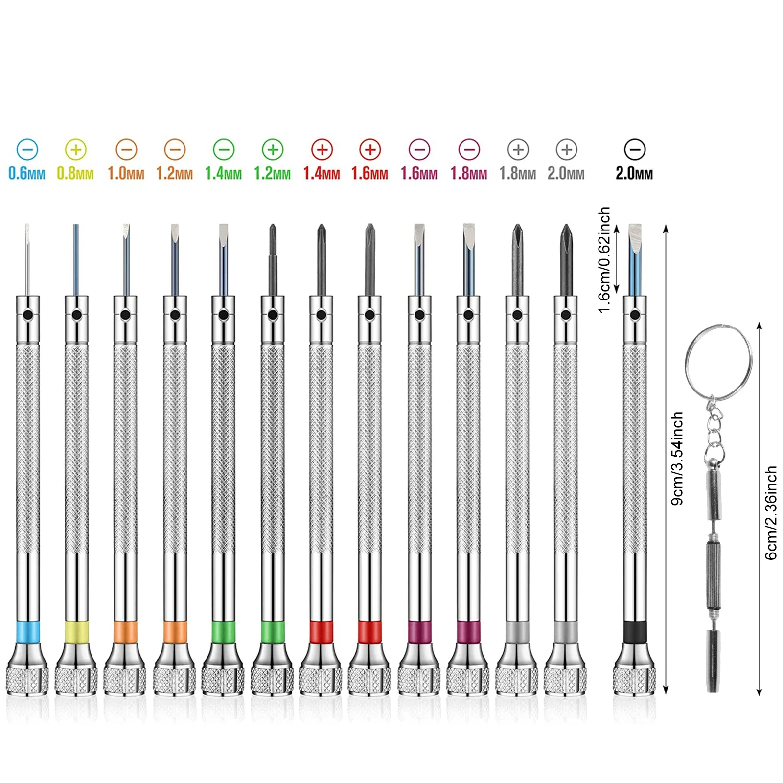 Precision Screwdriver Set 0.6-2.0mm High Hardness Steel Micro Cross Screwdriver Kit for Watch Eyeglasses Work Electronics Repair