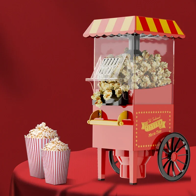 Retro Trolley Popcorn Machine 220V Household Automatic Children Corn-Popping Machine Popcorn Vending Machine Home Appliance