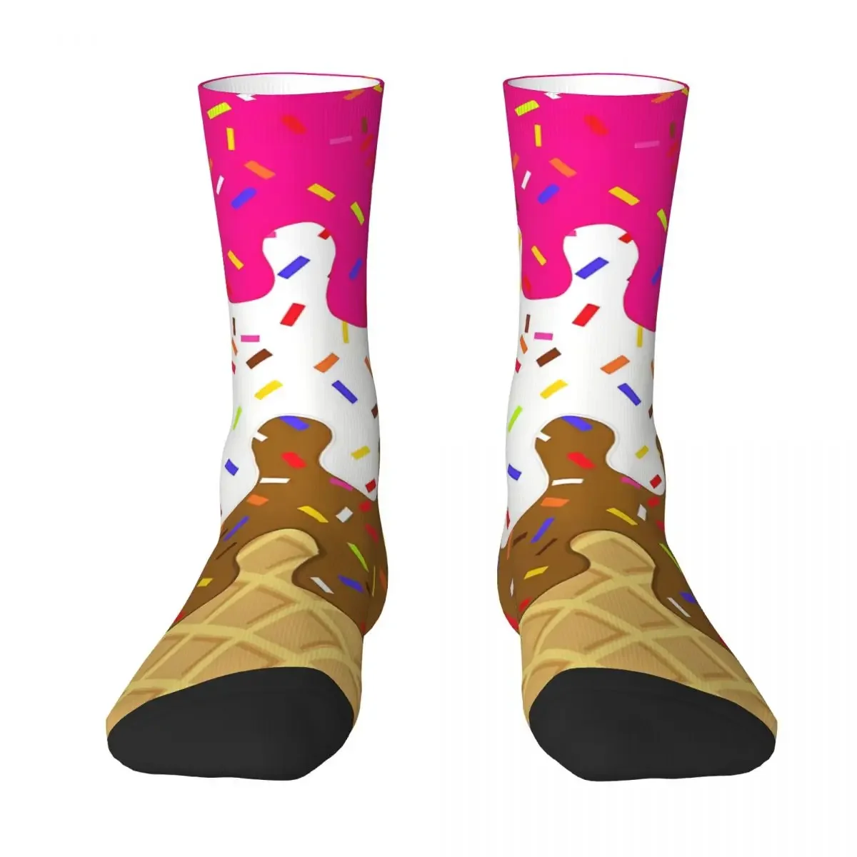 Neapolitan Waffle Cone Ice Cream Socks Travel 3D Print Boy Girls Mid-calf Sock