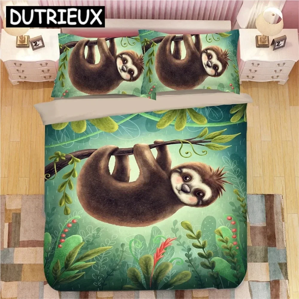 Bradypod Sloth 3D Bedding Set Duvet Covers Pillowcases One Piece Comforter Bedding Sets Bed Linen