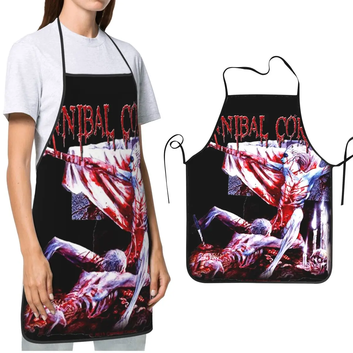 Cannibal Corpse Rock Band Bib Apron Water&Oil Resistant Adjustable Tie Heavy Metal Cooking Kitchen Apron for Men Women Chef Gift