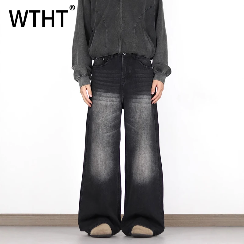 

WTHT Fashion 2026 Summer Men's Gradient Do Old High Street Denim Pants Vintage High-waisted Straight Jeans Male 2A2964