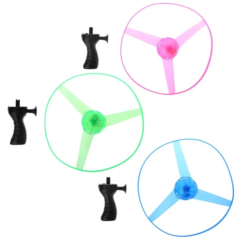 

LED Flashing Plastic Pull String Flying Saucer Propeller Toy Disc Helicopter New Drop Shipping