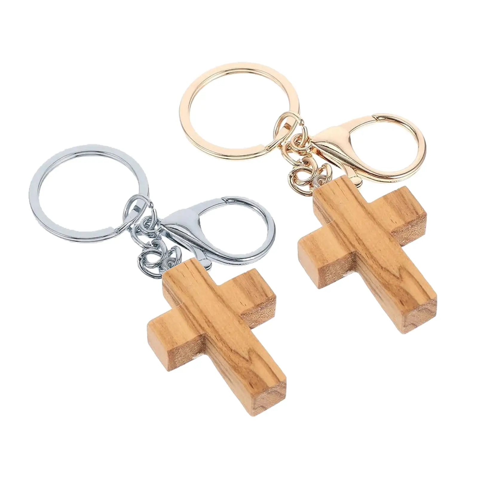 Wood Cross Key Chain Religious Favors Bag Charms Handecrafts Religious Keyring Christian Keychain Cross Charms for Men Gift