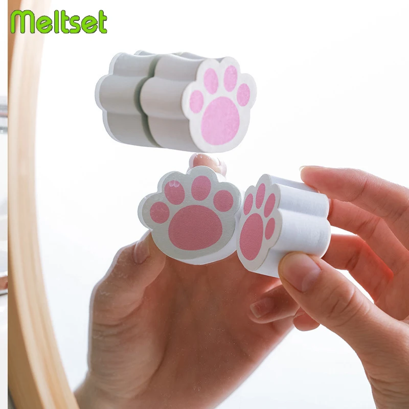 Cute Glass Cleaning Brush Cat Paw Shape Magic Glass Cleaner Sponge for Kitchen Faucet Bath Tub Cleaning Tool