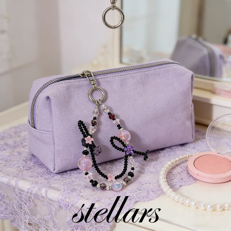 

Black Y2K Sweet-Cool Style Phone Chain Twisted Flower Pendant Camera Accessory Pink And Gold Fashionable Mobile Phone Strap