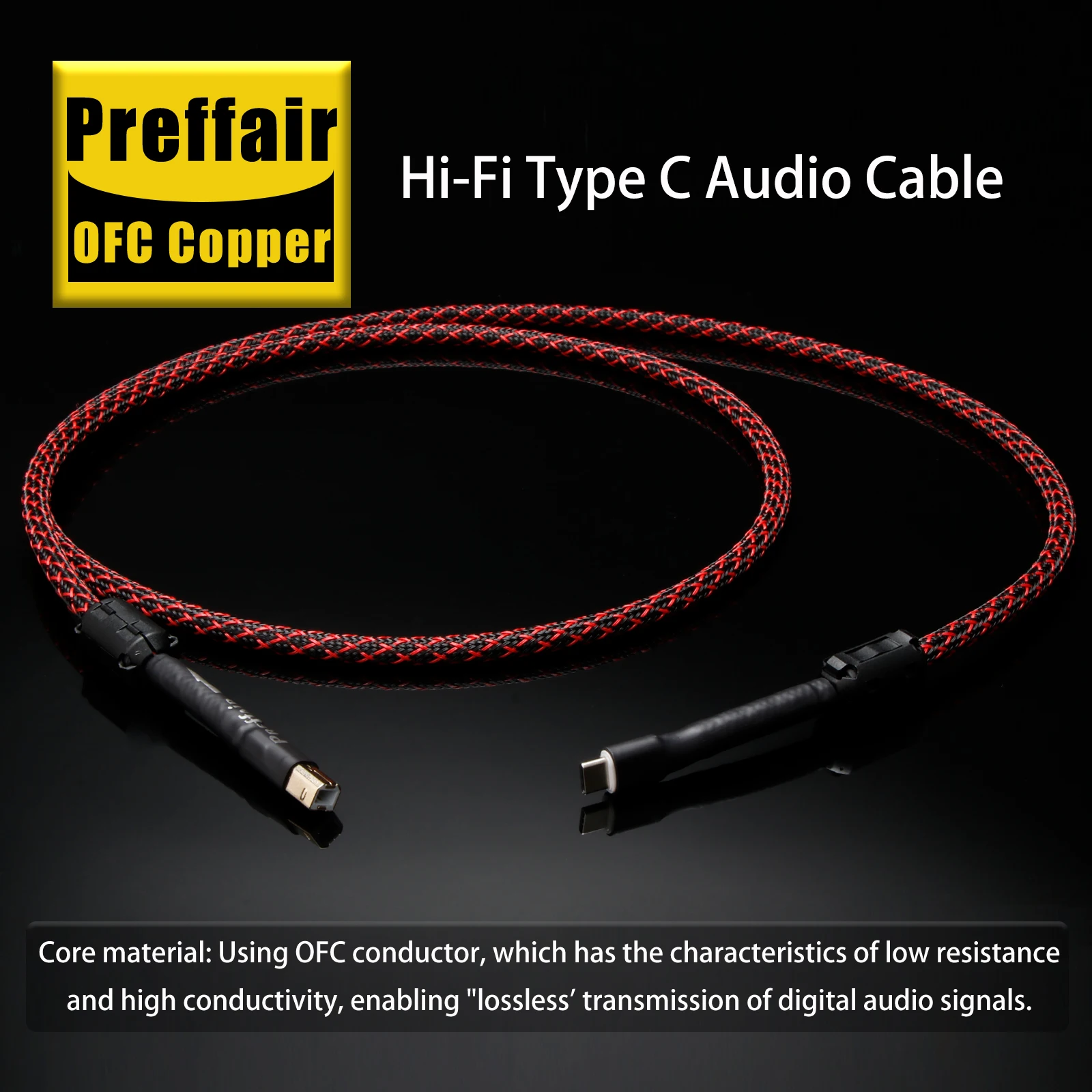 Preffair USB Type-C Date Cable USB Type C To B Audio Data Cable DAC otg Mobile Phone DAC Cable Sound card decoder
