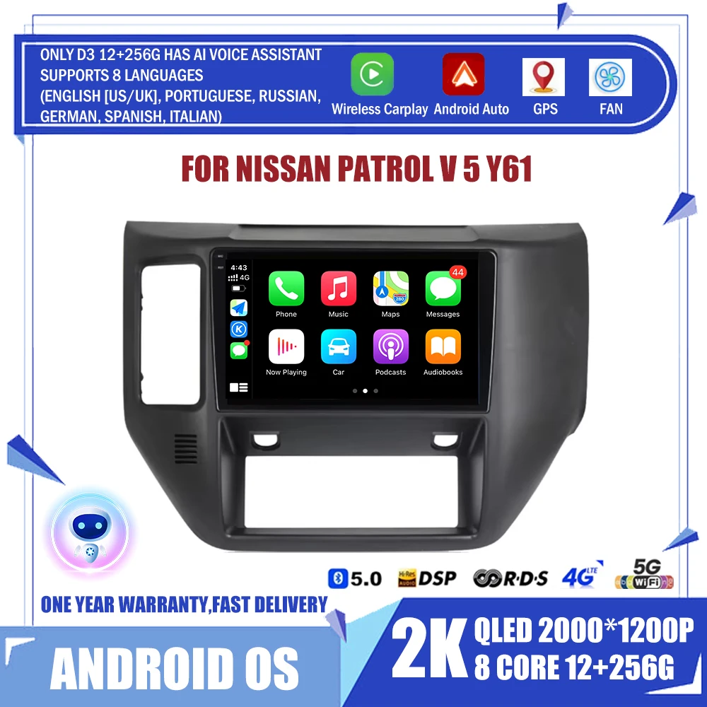 For Nissan Patrol V 5 Y61 LHD RHD 2004 - 2021 Car Radio Carplay Multimedia Video Player Android Auto Audio GPS Navigation WIFI