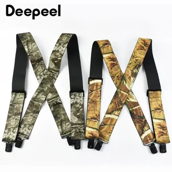 Deepeel 5*115 cm Kamuflaj erkek Askı 4 Klipler X-Tipi Yüksek Elastik Ayarlanabilir Geniş Jartiyer Ağır Pantolon Pantolon Brace