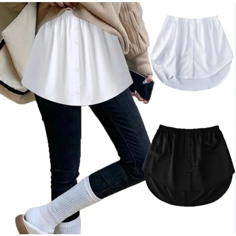 S-3XL Women Fake Shirt Hem Detachable Underskirt Irregular Skirt Tail Blouse Hem Extender Mini Skirt Layered Inner Layer