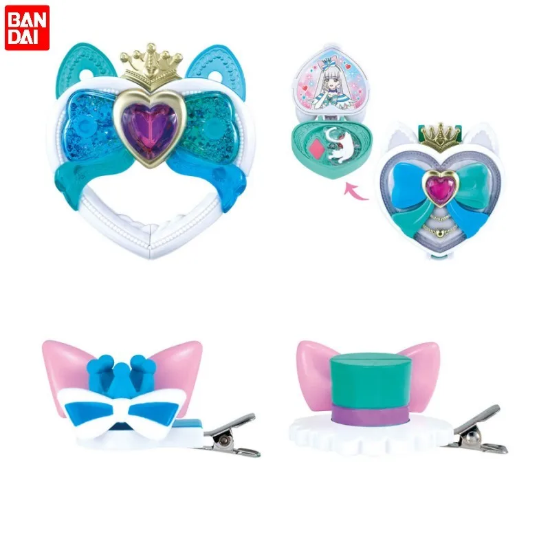 Original Bandai Futari Wa Pretty Cure Mini Cat Trans Former P3 Hair Clip And Headband Capsule Toys Collection Model Kids Gifts