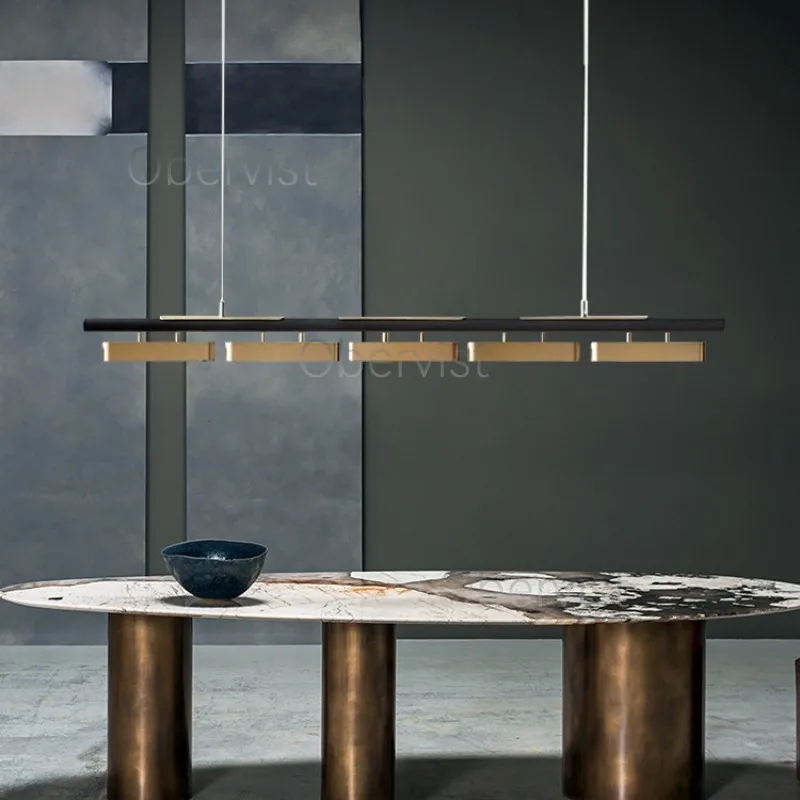 

Modern Minimalist Strip LED Chandeliers Long Living Dining Room Coffee Desks Kitchen Pendant Lights Home Indoor Lighting Fixture