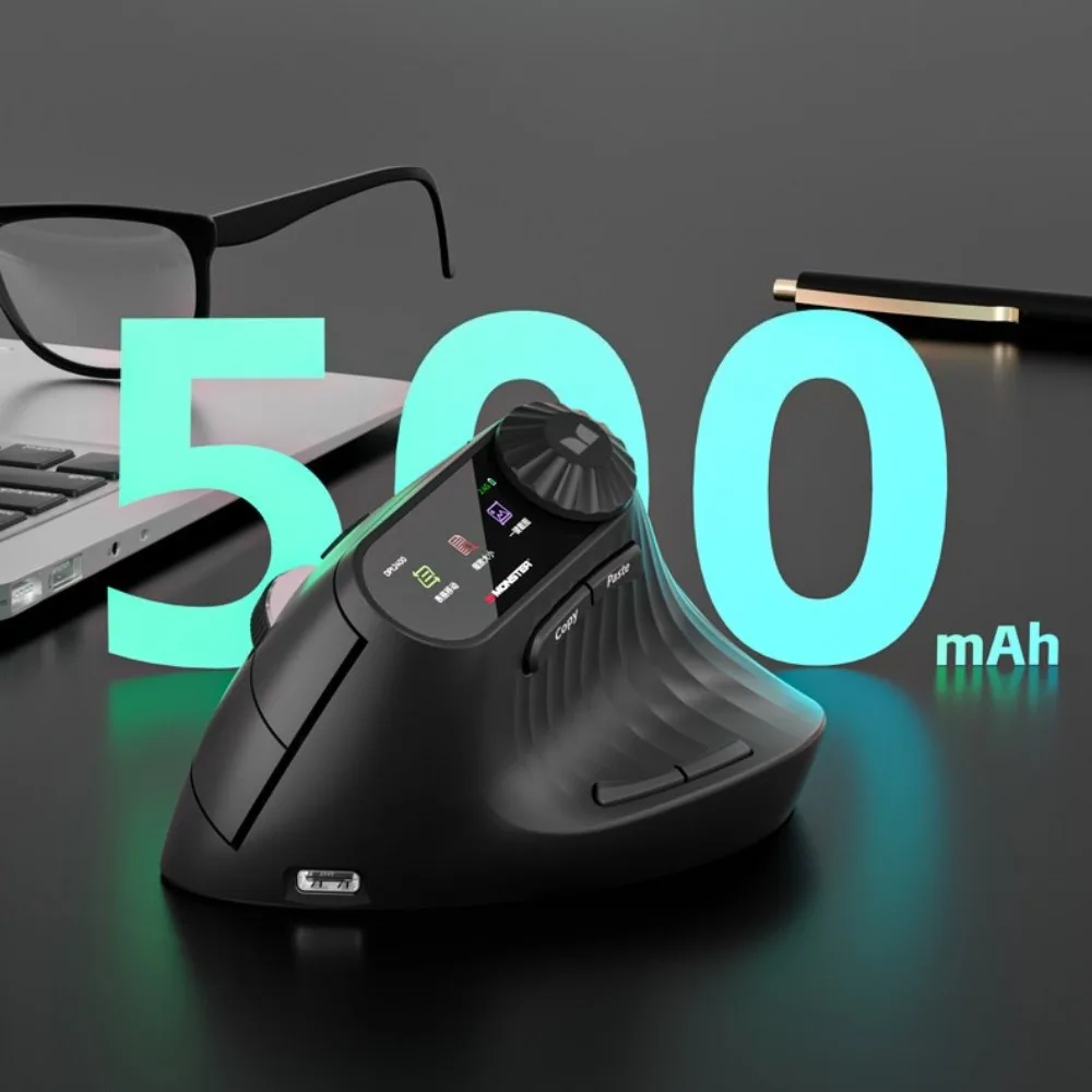 Monster M2MAX Vertical Mouse Ergonomic Wireless Dual-Mode Rechargeable PAW3212 Long Battery Life with Screen Pc Accessories Gift