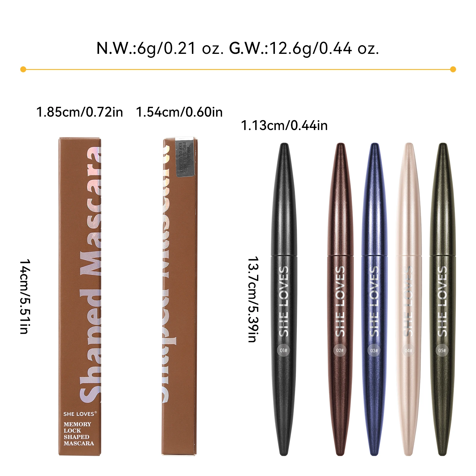 Mascara Ultra-fin Marron, Allongeant les Cils, Résistant à l'Eau, Sans Taches, Maquillage Naturel