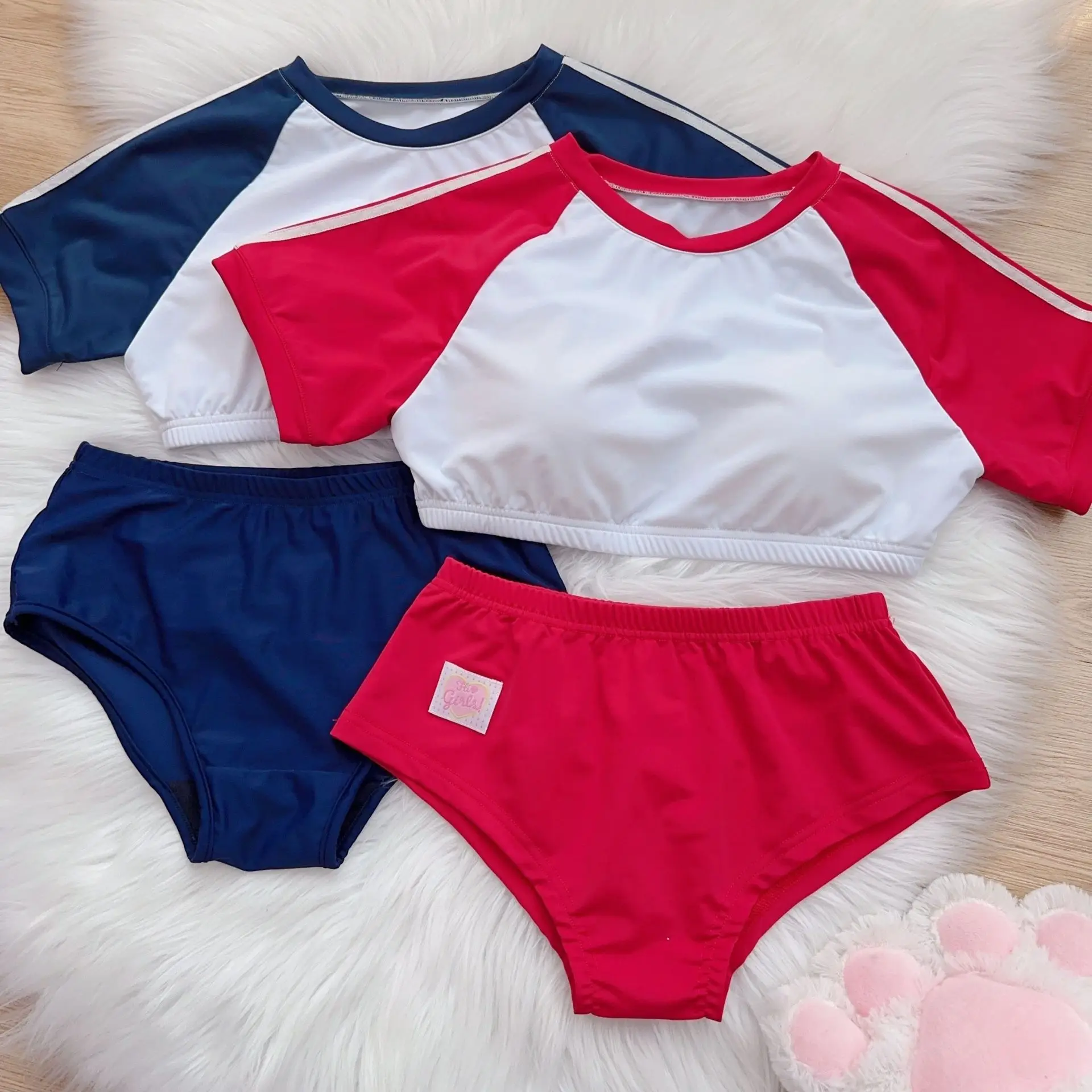 أنيمي فتاة طالب الجمباز الصالة الرياضية الزي المشجع موحدة زي فتاة المدرسة الرياضة Sukumizu تأثيري الشباب طالب سبليت #4