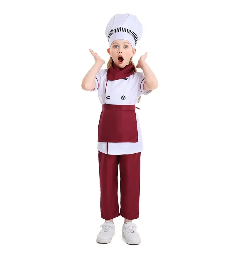 Crianças ocidental pastelaria chef rpg traje menino bolo chef uniforme conjunto halloween carnaval festa palco desempenho traje