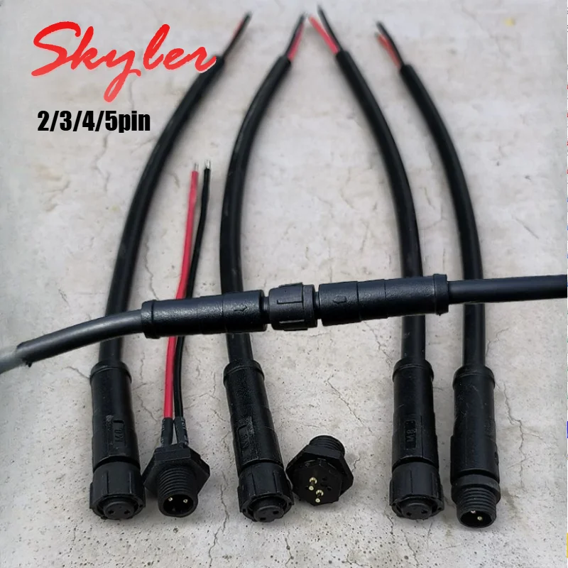 Industrial IP68 M12 Panel Aviation Connectors 2/3/4Pin 5pin Waterproof Plug Socket 0.5/0.75/1.0 Square Male Female Quick Docking