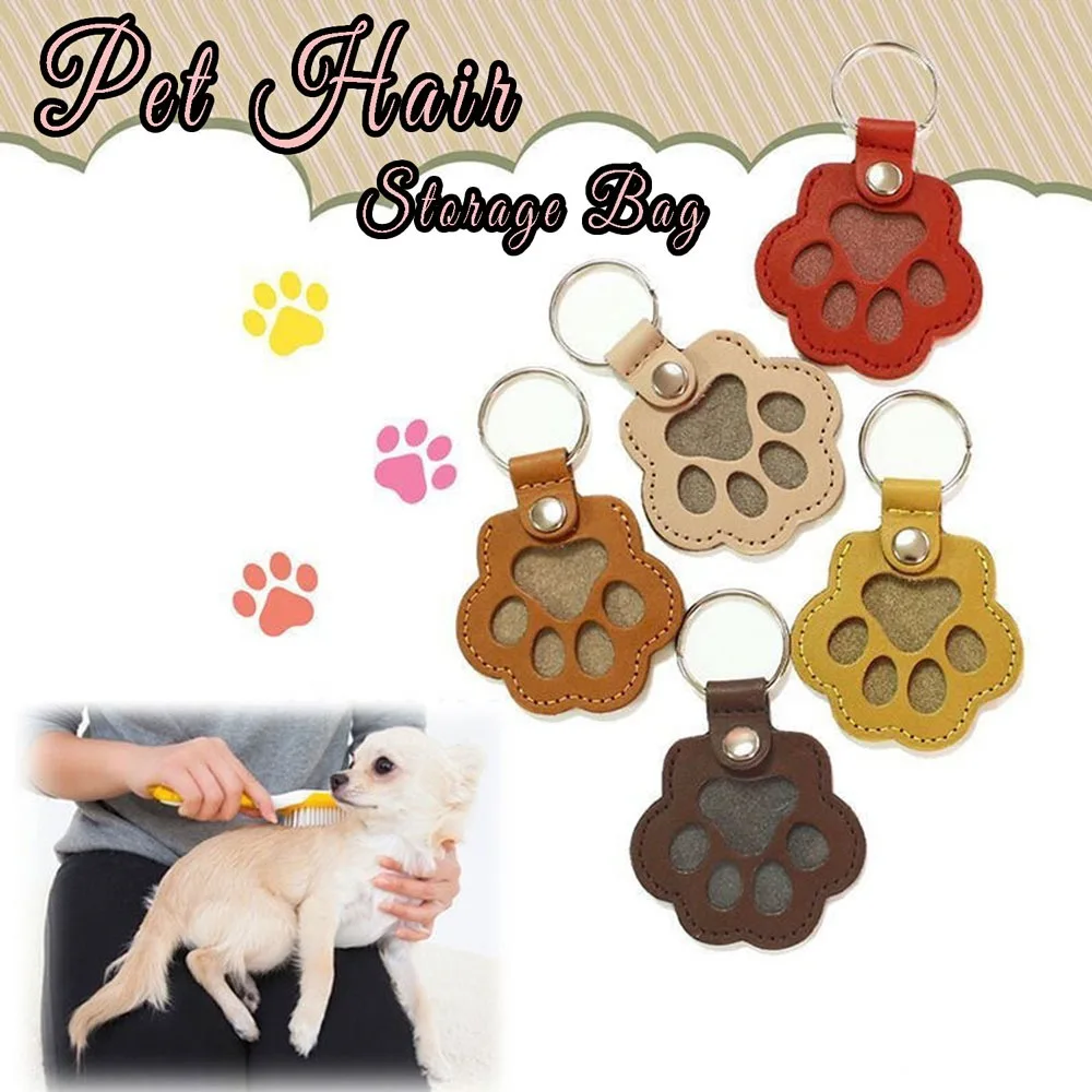 Chaveiro Personalizado para Armazenamento de Pelos de Animais de Estimação, Pingente Fofo, Chaveiro Memorial com Padrão de Pata de Gato e Cachorro, em