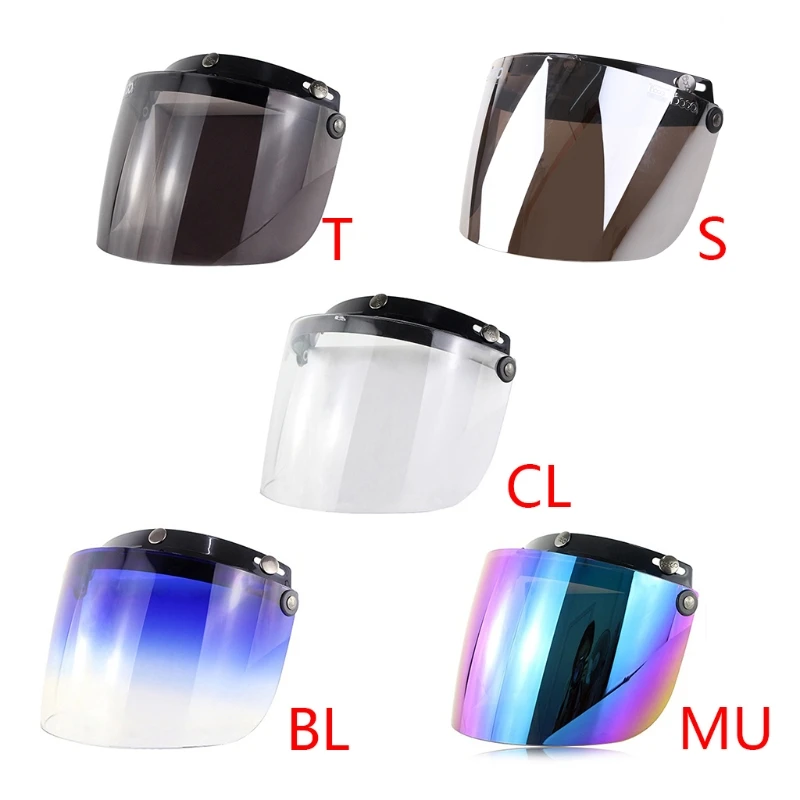 

Open Face Helmet Visor Motorcycle Helmet Bubble Visor Lens Bubble Shield 3-Snap