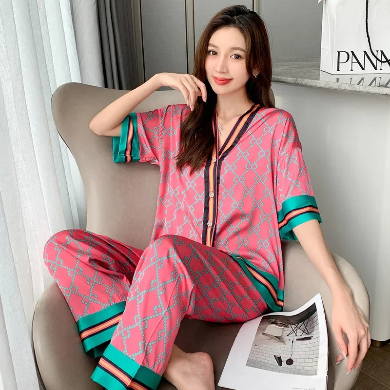 Sleepwear Women's Clothing Spring Fall Short Sleeve New Thin Home Colorful Loose Comfortable Breathable Casual Soft Simple