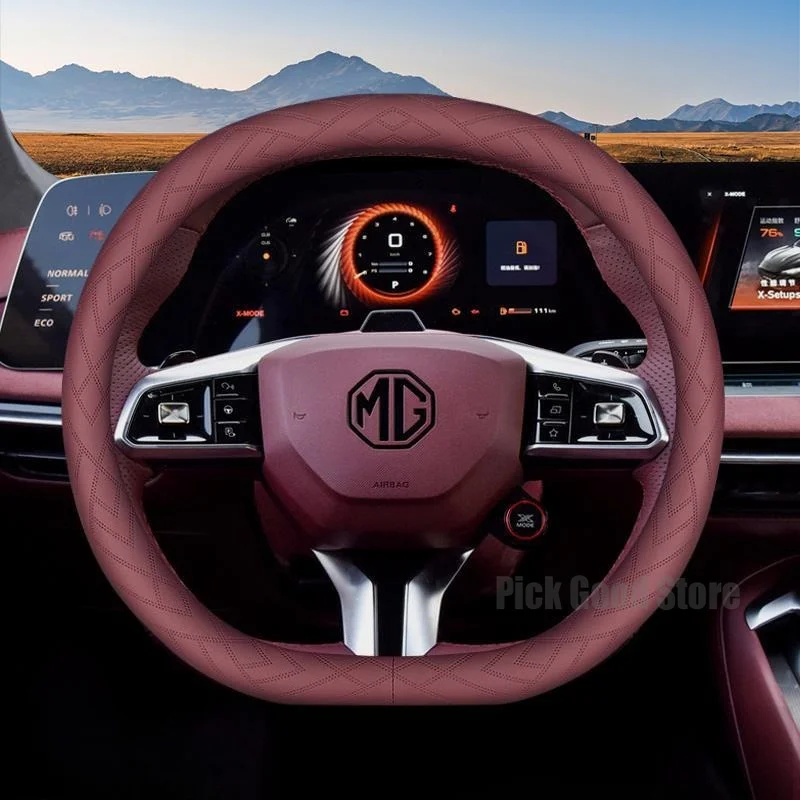 Leather Car Steering Wheel Cover For ALL New MG ZS Hybrid ONE ES5 MG4 EV MG7 Anti Slip Breathable Car Interior Accessories
