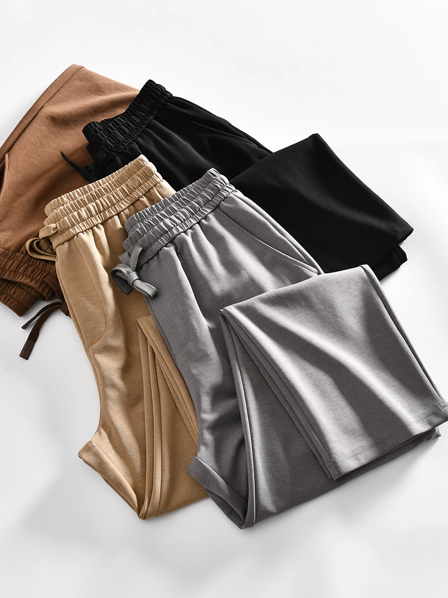 

Men's Summer New Drape Wide Leg Pants Thin Ice Silk Pants Casual Loose Fit mid Waist Long Youth Spring Autumn