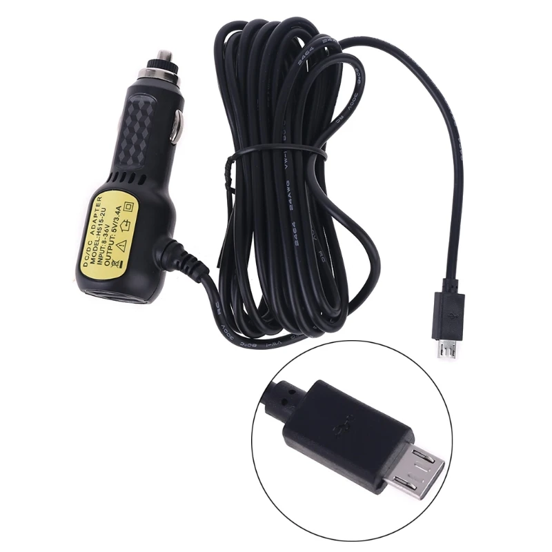 Dual Mini USB Ports Car Cigarette Adapter Power Cable Socket for DVR Vehicle Charging Accessory