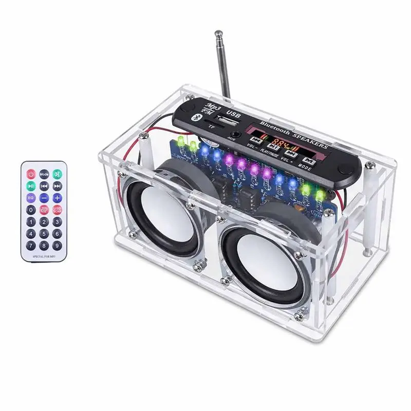 

FFYY-DIY Bluetooth Speaker Kit,Recording Function FM Radio Soldering Practice Kit With LED Spectrum And Remote Control