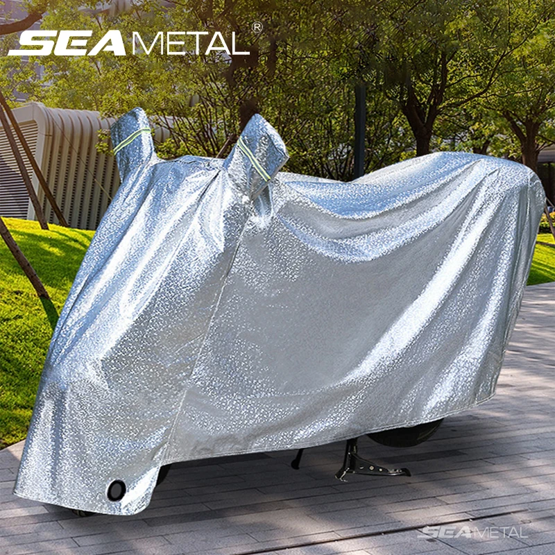 Motorcycle Covers Universal Outdoor Autocycle Cover Anti Sun Anti Rain With Reflective Tape Safety Warning Sign For Bike Scooter