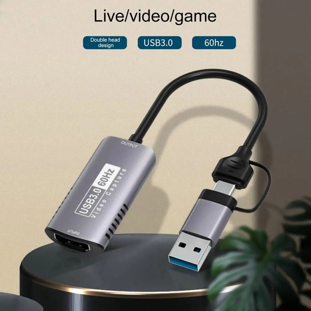 

2-In-1 HDMI-compatible to Type-C/USB3.0 Audio Video Capture Card 4K 60FPS Game Capture Card for Meeting Gaming Broadcasting