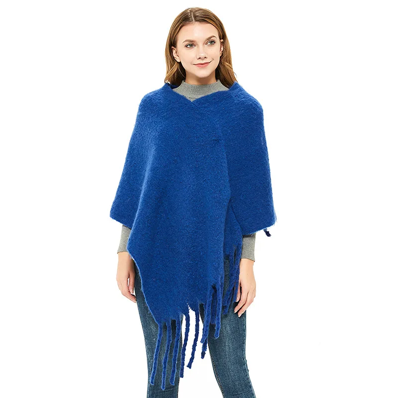 Cape chaude pour femme, châle, épais, à franges, chaud, Poncho, Capes rouges, printemps, automne